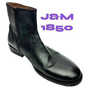 J & M  1850 Mens Chukka Zipper Black Leather Boot  Size 9 M 59-11941 Pre-Owned